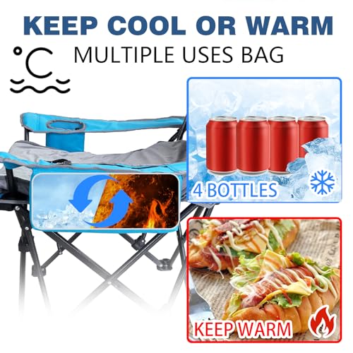 Reclining Camping Chair 4 Position with Foot Rest Comfortable for Adults 265Ibs Folding Lounger Mesh Beach Chair with Cooler Bag,Cotton Cushion and Cup Holder for Outdoor Patio - color: Blue, style: Single with Cotton Pad