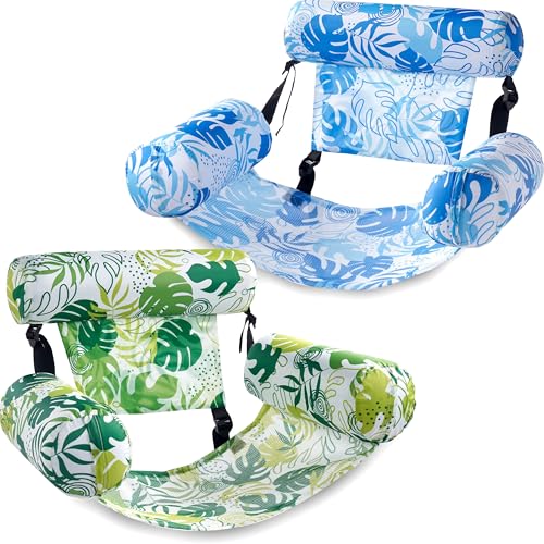 SLOOSH Inflatable Pool Floats Adult,2 Packs Floating Lounge Chairs,Blow up Pool Noodles for Adult Heavy Duty,Floating Chair for Party Summer Water Beach Lake Fun - style: Summer Leaves