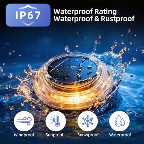 Solar Ground Lights Outdoor 12PK - IP67 Waterproof Solar Pathway Lights, Garden Lights Solar Powered, Outdoor Solar Lights for Yard, Landscape Lighting for Patio Driveway Backyard Decor(Warm White) - color: Rose - Warm White