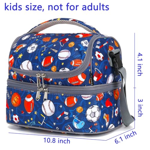 FlowFly Double Decker Cooler Insulated Lunch Bag Large Tote for Boys, Girls, Men, Women, With Adjustable Strap, Football - color: Football