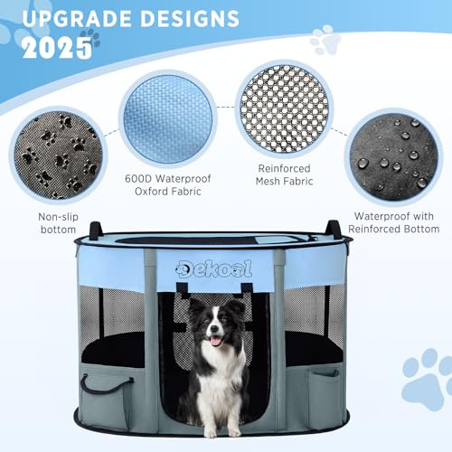 Foldable Dog Cat Playpen, Portable Dog Crate for Puppies, Cat, Puppy Play Pen for Indoors, Kennel Tent Crate for Indoor Outdoor Travel Camping Use with Carrying Case (Blue, M) - color: Blue, style: Medium(31"x23"x21")