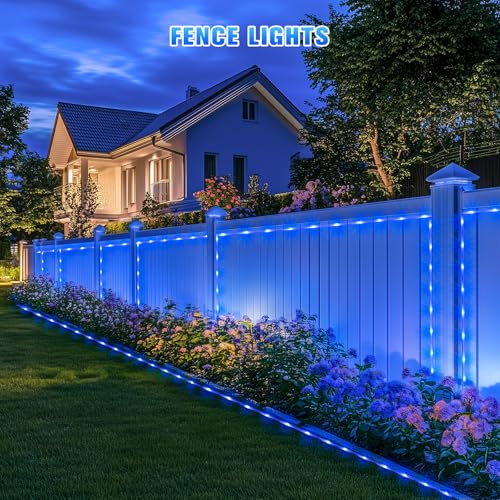JMEXSUSS 2 * 200 LED Blue Solar Rope Lights, 66ft IP 65 Waterproof Solar String Light Outdoor, 8 Modes Christmas Lights for Camp Trampoline Ladder Slide Tent - color: Blue, size: 2*200 LED