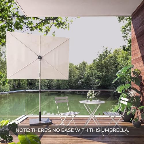 Grand patio Balcony Umbrella, JENA 6x4 FT Outdoor Umbrella, Rectangular Flat Canopy Versatile Patio Shade with 360 Degree Roating Knob for Deck Apartment, Beige - color: Beige, size: 6x4 FT