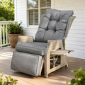 Outdoor Recliner with Adjustable Back and Footrest, Patio Recliner with Flip Table Wicker Reclining Lounge Chair, Grey with Beige Wicker - color: Grey With Beige Wicker, size: 1PCS