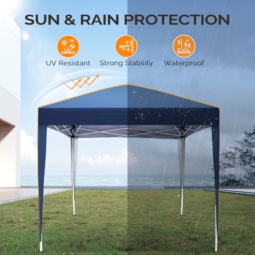 VINGLI 6.5x6.5 Pop Up Canopy Tent, Outdoor Tent Canopies Foldable Portable Canopies for Camping, Patio, Parties, EZ Up Gazebo Canopy with Carry Bag (Blue) - color: Blue, size: 6.5x6.5