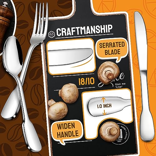 HaWare 18/10 Stainless Steel Flatware, 20-Piece Silverware Set for 4, Premium Cutlery Set for Home Restaurant, Include Knife Fork Spoon, Ergonomic Design Eating Utensils Tableware, Dishwasher Safe - style: Flat Handle