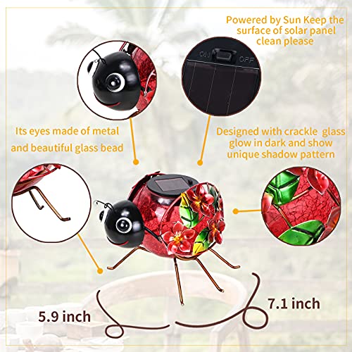 MUMTOP Solar Lantern, Waterproof LED Solar Lights Outdoor Ladybug Decorative Tabletop Lanterns for Patio Garden Table Decor - style: Ladybug