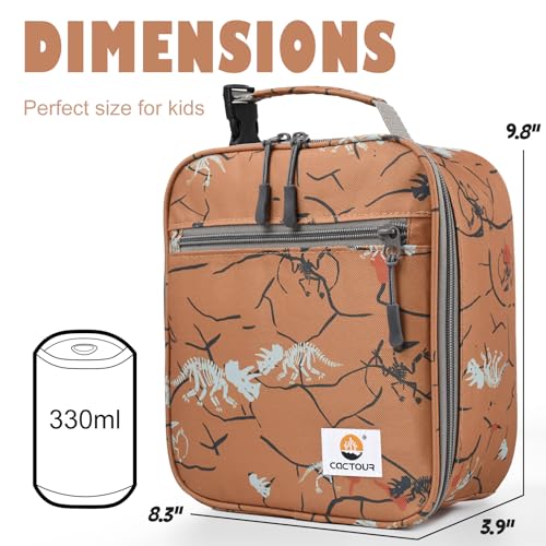 CaCTOUR Lunch Box Kids,Premium Insulated Lunch Bag for Girls Boys,Soft Bag Mini Cooler Back to School Thermal Reusable Lunch Bag for Work School Picnic （Brown Dino - color: C- B Dino