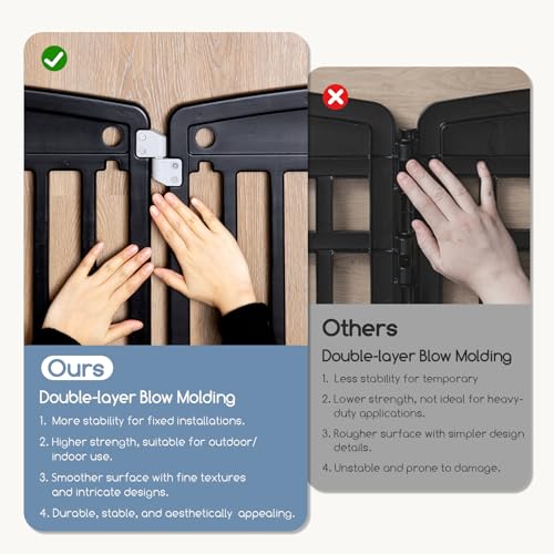 DUMOS Dog Playpen 4 Panel 24" Plastic Exercise Pen with Door Small Puppy, Medium Dogs Animal Pet for Outdoor, Garden, Yard, RV Camping - Black - color: Black