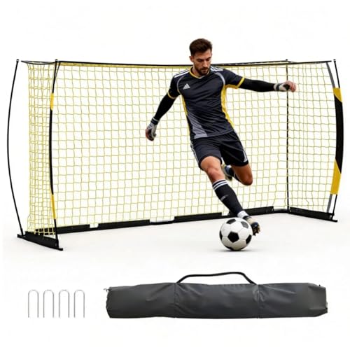 Soccer Goal 12x6 ft for Backyard, Portable & Collapsible, Heavy Duty Metal Base, Quick Set Up Training Net, Weather-Resistant with Carry Bag for Outdoor & Indoor