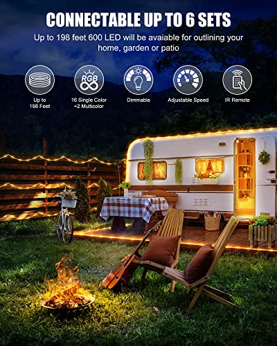 Color Changing Rope Lights Outdoor - 99ft 300 LED Outdoor String Lights with Remote, 18 Colors, Connectable, Twinkle Christmas Light for Bedroom Wedding Patio Holiday Decoration - size: 99 FT Connectable