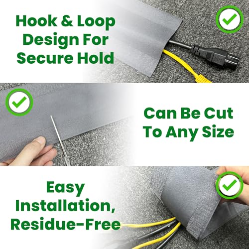 ECOHomes Carpet Cord Cover (Grey, 4 Inch x 10 FT) | Cord Covers for Carpet to Hide Floor Cables and Electric Wires, Low Profile Cord Hider for Extension Cords and Cable Management in Home and Office - color: Grey, size: 4 Inch x 10 FT