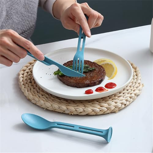 Reusable Travel Utensils Case 3 Sets Knives Fork Spoon for Lunch Box Accessories Camping Flatware Sets Daily Use Outdoor - color: Yellow