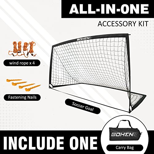 BOHEN 9x5 FT Kids Soccer Goals with Carry Bag, Portable Folding Soccer Net for Backyard Training, Indoor/Outdoor Use for Youth and Adult - color: Black, size: 9x5ft, 1 Pack