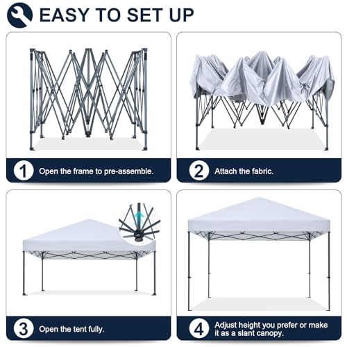 COOSHADE Durable Easy Pop Up Canopy Tent 12x12Ft (Silver White) - color: Silver White, size: 12x12Ft
