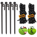 Heavy Duty Tent Stake 12 Inch 4 Pack with Camp Rope Guy Lines, Yard Stakes for Canopy, Camping Stakes for Ground, Tent Pegs Thickened Reinforced Nail Heads - color: Tent Stake 4 Pack