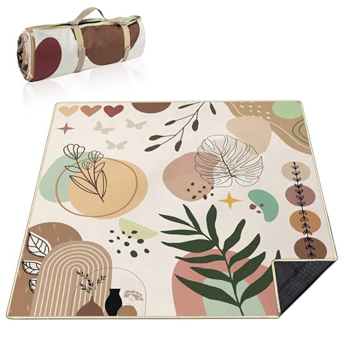 Supfitness Extra Large Picnic Blankets Waterproof Foldable (80 "x 80") Beach Blanket Waterproof Sandproof,3-Layer Thicking Mat Outdoor Packable Camping Blanket - color: Colorfu, size: 6'8" x 6'8" (Square)