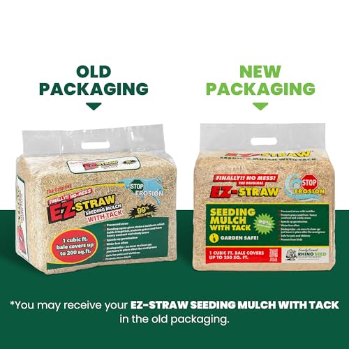 EZ Straw Seeding Mulch with Tack - Biodegradable Processed Straw, 1 cu. ft. Bale (Covers 250 sq. ft.) - size: 1 CU FT BALE