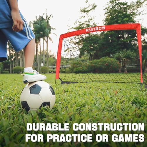 Soccer Goal for Backyard, 5x3 FT Portable Folding Soccer Net with Carry Bag for Kids and Adults Indoor/Outdoor Training Practice Use - color: Red, size: 5x3 Ft, 2 Pack