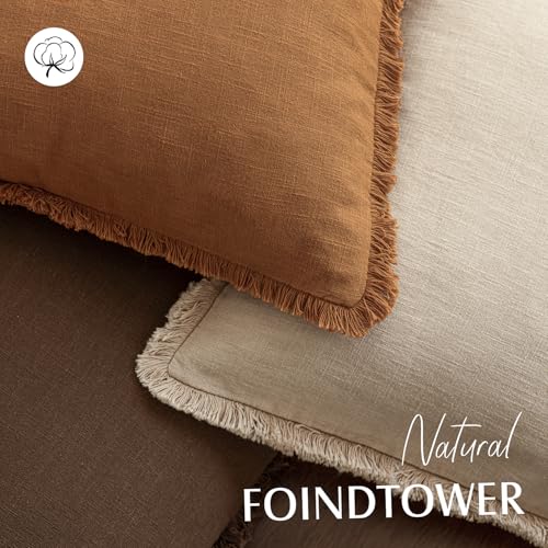 Foindtower Decorative Linen Fringe Throw Pillow Covers Cozy Boho Farmhouse Cushion Cover with Tassels Soft Accent Pillowcase for Chair Sofa Bed Living Room Home Decor, 16×16 Inch,1PC,Orange - color: Honey Ginder, size: 16" x 16" (Pack of 1)