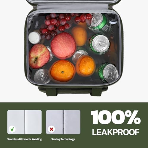 Maelstrom Lunch Box, 23L Insulated Lunch Bag, Expandable Double Deck Cooler Bag, Lightweight Leakproof Tote Bag With Side Tissue Pocket, Suit For Men and Women (G.Army Green with DIY Hook-and-Loop) - color: G.Army Green with DIY Hook-and-Loop
