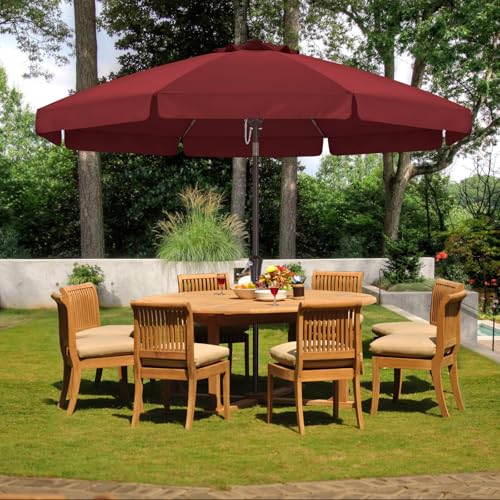 ABCCANOPY 11ft Scalloped Patio Umbrella, Outdoor Table Umbrella with Tilt and Crank, Fiberglass Ribs Deck Umbrella for Patio, Pool, Garden, Picnic (Burgundy) - color: Burgundy, size: 11ft