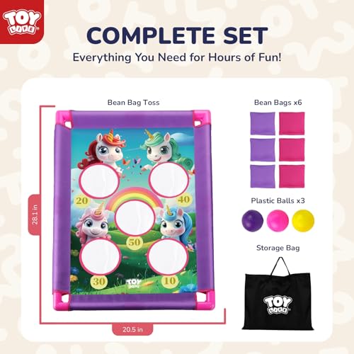 TOY Life Bean Bag Toss Game, Carnival Party Games, Cornhole Set for Kids Outdoor Games, Outside Toys for Kids Ages 4-8, Yard Outdoor Toys for Toddlers 3-5, Gifts for 3 4 5 6 7 Year Old Girls & Boys - color: Purple & Pink Unicorn