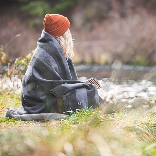 Arcturus Military Wool Blanket - Warm, Thick, Washable - Great for Outdoors, Camping, Stadium Blanket, Picnics, Travel - Car & Bushcraft Survival Kits - color: Gray Buffalo
