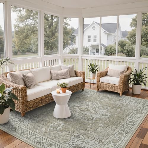 GENIMO Outdoor & Indoor Area Rug 8'x10', Waterproof, Non-Shedding, Easy Cleaning, Boho Mat for Patio, Living Room, Balcony, Dining Room, RV, Deck, Bedroom, Camping, Outside Carpet,Coffee Beige - color: Coffee Beige, size: 8' x 10' (Rectangular)
