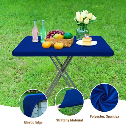 Fitted Rectangle Tablecloth 20 x 30 Inch Elastic Table Cloth for 2.5ft Table, Stretch Spandex Table Cover Royal Blue Washable Polyester Table Top Cap Cover for Dining Picnic Camping Indoor and Outdoor - color: Royal Blue, size: 30" x 20" (Rectangular)