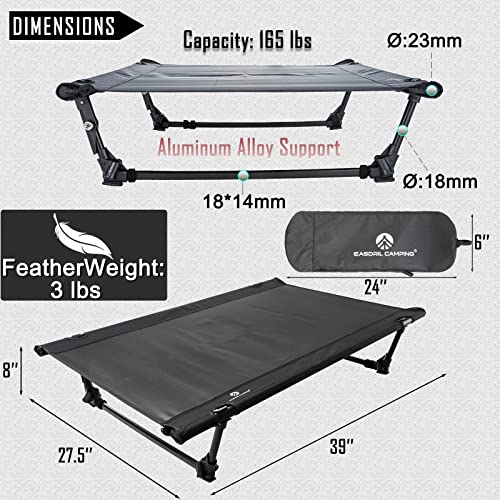 Folding Elevated Dog Bed – Portable Collapsible Raised Dog Cots Cooling Pet Bed with Aluminum Frame, Lever Locking System, Breathable Mesh for Camping, Beach, Lawn, Travel