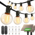 addlon 200FT(2 Pack*100FT) Solar String Lights Outdoor Waterproof with Remote, Dimmable Commercial Grade Solar Powered String Lights with 108 LED Bulbs, Hanging Light for Backyard Party Decor - size: 200ft