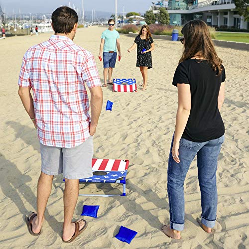 GoSports Portable Cornhole Game Sets – Premium Outdoor Lawn or Beach Toss Game - style: America