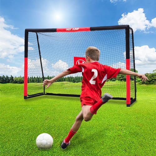 Soccer Goal for Backyard,6x4/8x5/10x6.5/12x6.5ft Metal Soccer, Soccer Goal for Kids 8-12, Soccer net with Zipper Design, Easy Assemble, Weatherproof Foam Padded Goal Post, Adults - style: 8'W×5'H