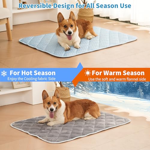 Dog Cooling Mat, Washable Cooling Mat for Dog, Foldable Kennel Pet Bed, Cool Pad (Cool &Warm Surface) for All Seasons Use, Pet Pads for Cats Use in Crate (51 X 37.5 Inch - XX-Large) - size: 44 X 32 Inch - XX-Large