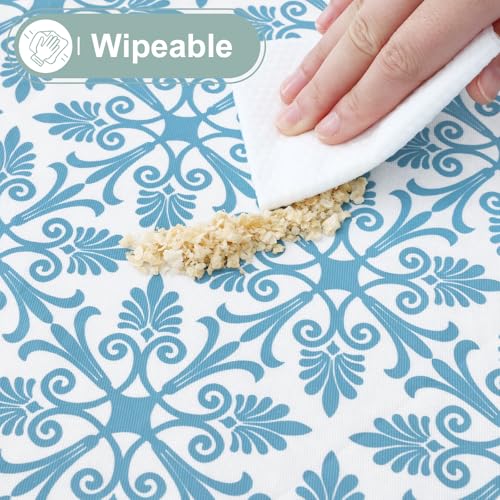 misaya Rectangle Vinyl Table Cloth, Elastic Fitted Flannel Backed Tablecloth, 100% Waterproof Plastic Table Cover Fits 6 Foot Folding Tables for Picnic, Camping, Outdoor (Aqua, 30" x 72") - color: Aqua, size: 72" x 30" (Rectangular)