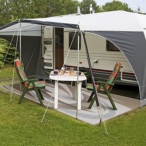 EEZ RV Products 9'x12'BRW Heavy Duty Reversible/Durable Outdoor Patio/RV Mats - Perfect for Camping, Beach (9ft x 12ft Brown) Come with Large Storage Bag & 6 Sets of Stakes and Washer - color: Brown, size: 9' x 12' (Rectangular)