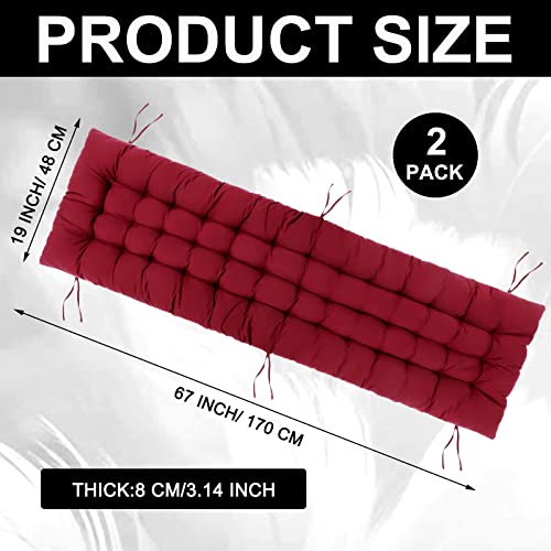 Bucherry 67 x 19 Inch Chaise Lounge Cushions Soft Lounge Chair Cushion Gravity Chair Cushion Sofa Lawn Furniture Cushion Pad with 6 Tie for Outdoor Indoor Patio Home Without Headrest (Wine Red,2 Pcs) - color: Wine Red