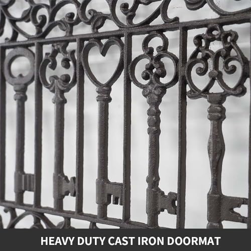 CT Copper Tailor Heavy Duty Cast Iron Doormat,Rectangle Outdoor Mat,Non-Slip Front Door Mat,Entrance Mat,Shoe Scraper,23.23”x 15.35”,Lovely Keys Pattern Design - color: Lovely Keys