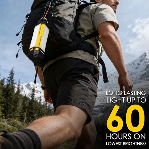 FASTPRO LED Camping Lantern, Rechargeable Camp Light with Max 1000LM, 4000mAh, Small & Portable Flashlight for Camping, Outdoor Survival, Hiking, Hurricane Power Outages, Emergency-Yellow - color: Yellow