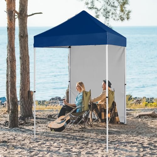 EAGLE PEAK Pop up Canopy 5x5, Outdoor Portable Canopy Tent with One Removable Sunwall, Carry Bag Included, Dark Blue - color: Dark Blue