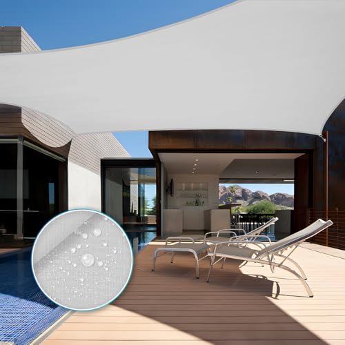 TANG 5'x6' Waterproof Sun Shade Sail Rectangle Outdoor Canopy UV Block Shade Cloth with Curved Edge for Patio Backyard Pool Pergola Cover, Light Grey - color: Light Grey, size: 5'x6'
