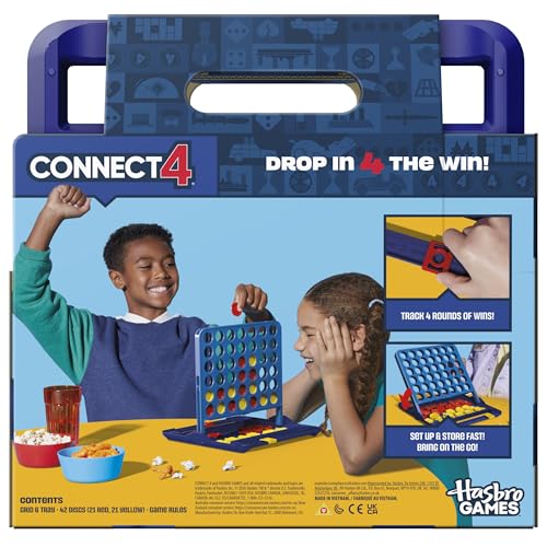 Official Hasbro Games Connect 4 Game (2025 Edition) | All-in-1 Storage, Carrying Case, Score Tracker | Ages 6+ | 2 Players | Family Games for Kids