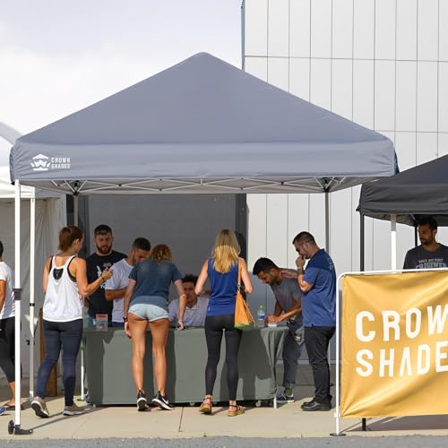 CROWN SHADES Pop Up Canopy Tent, 8x8 Commercial Canopy Tent with 4" Wheels, 4 Upgraded Weights, Patented Centerlock, 400D Strength Oxford Fabric, Sto'N Go Bag, Gray - color: Gray, size: 8x8