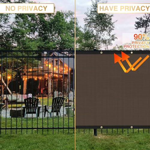 Privacy Fence Screen 8' x 1' Fencing Cover Heavy Duty Mesh Windscreen Cloth for Outdoor Garden Patio Backyard Chain Link Fence Brown - color: Brown, size: 8' x 1'