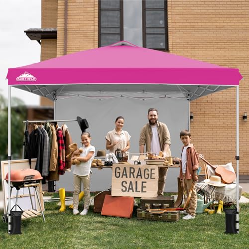 EAGLE PEAK Commercial Canopy 10x10 Pop Up Canopy Tent with 1 Sidewall, Easy Setup Heavy Duty Instant Event Shelter for Vendors & Markets, Outdoor Sun Shade, Pink - color: Pink, size: 10x10
