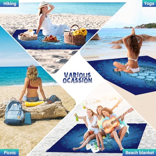Beach Blanket Waterproof Sandproof 1-7 Adult Oversized 78 '' × 81 '' Lightweight Durable Compact Sand Free Extra Large Beach Mat for Travel Camping Hiking Picnic - color: Turtle1, size: 78“x81”