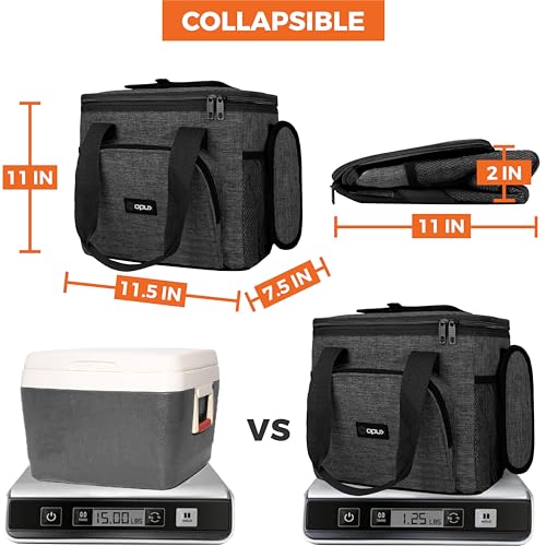 OPUX Soft Cooler Bag, Insulated Collapsible Lunch Cooler Tote for Men Work Camping Beach Travel, Portable Soft Sided Leakproof Waterproof Large Lunch Bag Box with Shoulder Strap 24 Cans, Charcoal Gray - color: Charcoal, size: 24 Cans