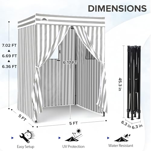 EAGLE PEAK Flex Compact 5x5 Pop-up Canopy Changing Room, Portable Privacy Dressing Room for Indoor Fashion Photoshoots, Camping, or Pool, Gray/White - color: Gray/White, size: 5x5 ft