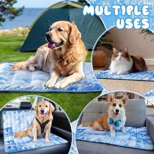 Chunful 4 Pack Dog Cooling Mat Water Injection Pet Cooling Mat for Dogs Cats with Storage Bags Washable and Foldable Pet Pad Summer for Small Medium Large Breeds of Doggy Bed Sofa Floor Car Seat (XL) - size: XL